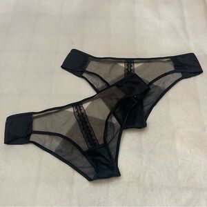 New! Livy set of 2 red point brief Sheer Black Lace Trim Panties 2192